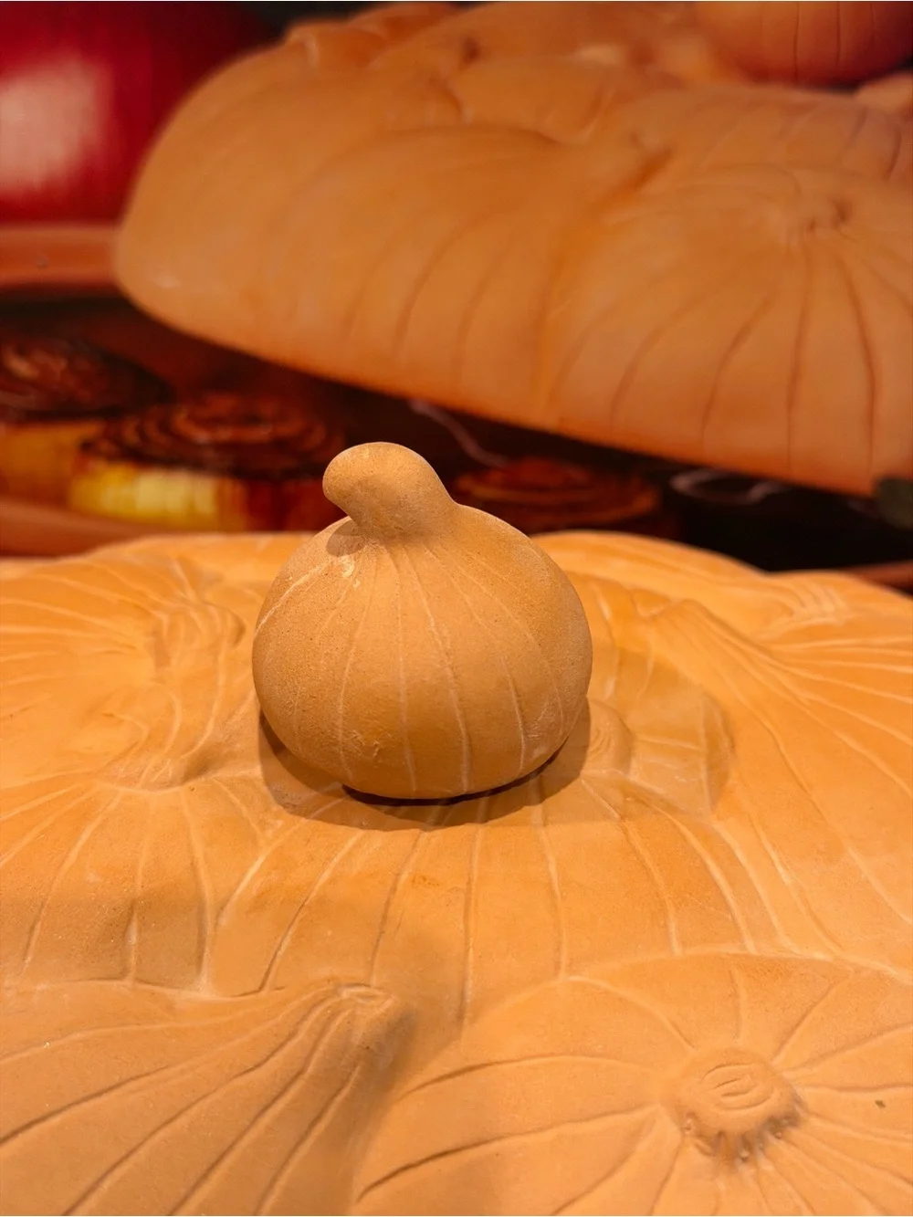Vintage Terra Cotta Onion Roaster w Lid Boston Warehouse 1994 Clay Baker New